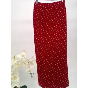 Worth Womens Burgundy Pure Silk Floral Side Button Maxi Wrap Skirt Size 12